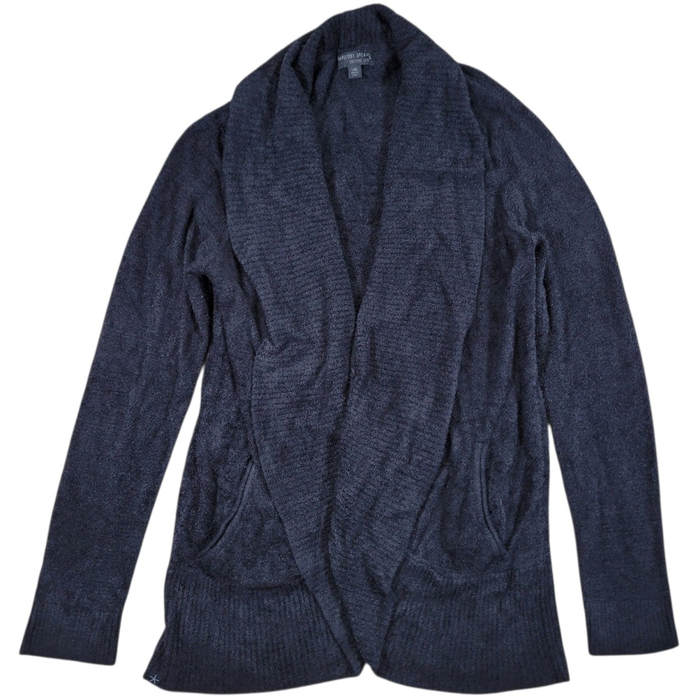 Barefoot Dreams Cardigan Womens L/XL Black CozyChic Lite 452 Loungewear Soft